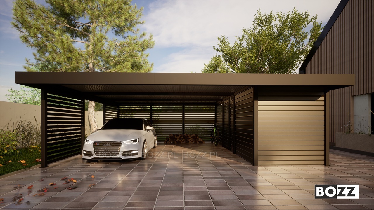 Wiata garażowa z pomieszczeniem